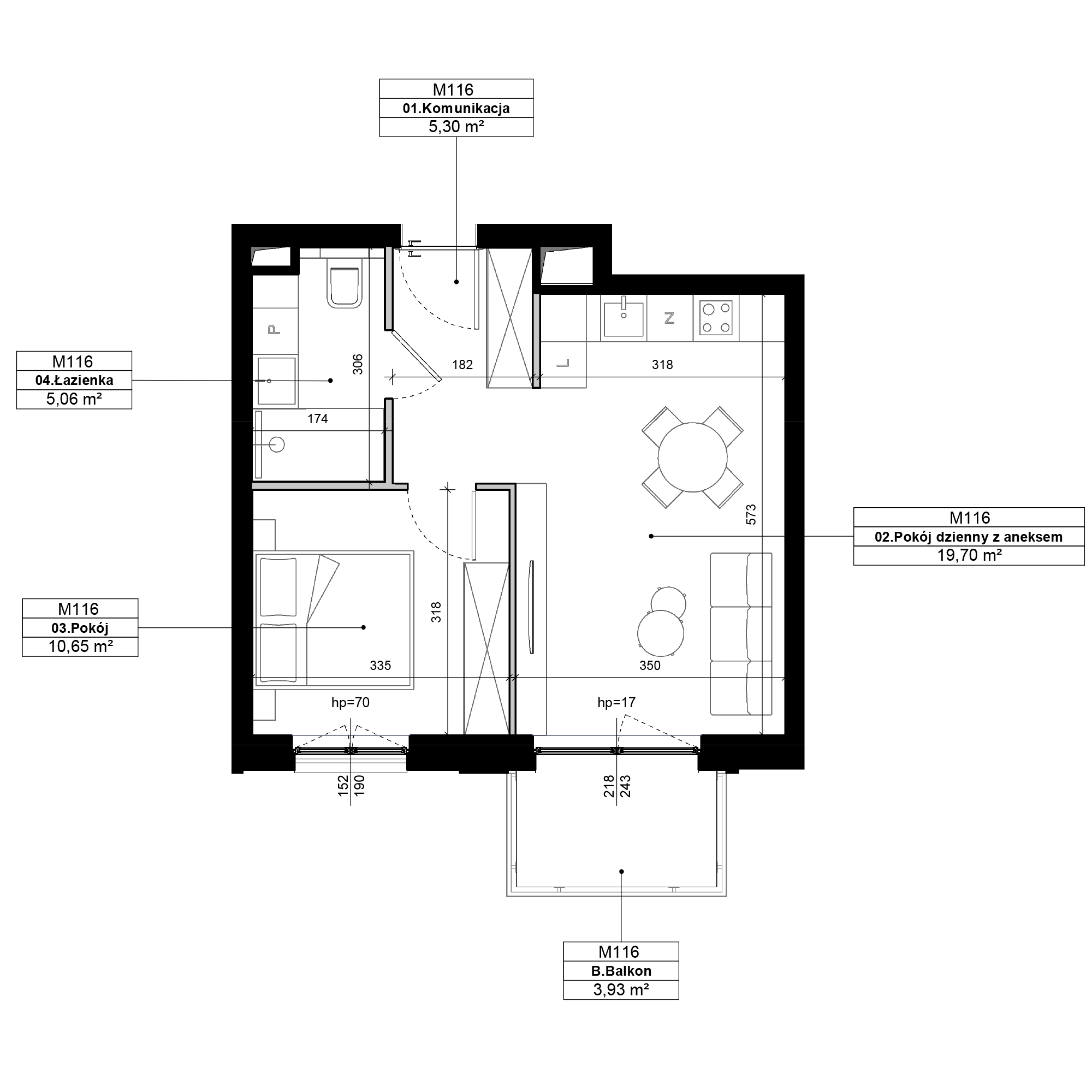 Epika Jeżyce Poznań mieszkanie deweloperskie na 3 piętrze z 2 pokojami