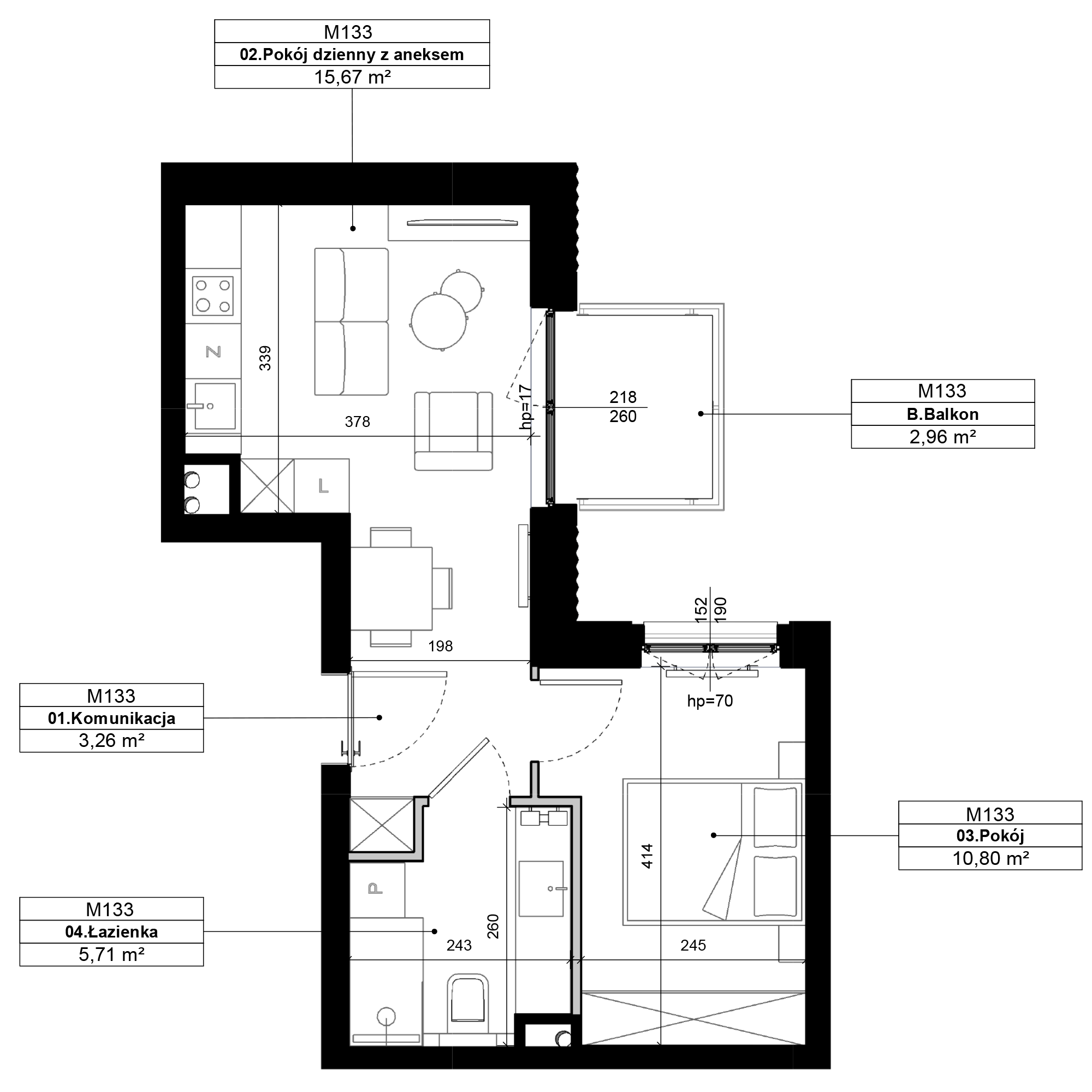 Epika Jeżyce Poznań mieszkanie deweloperskie na 3 piętrze z 2 pokojami