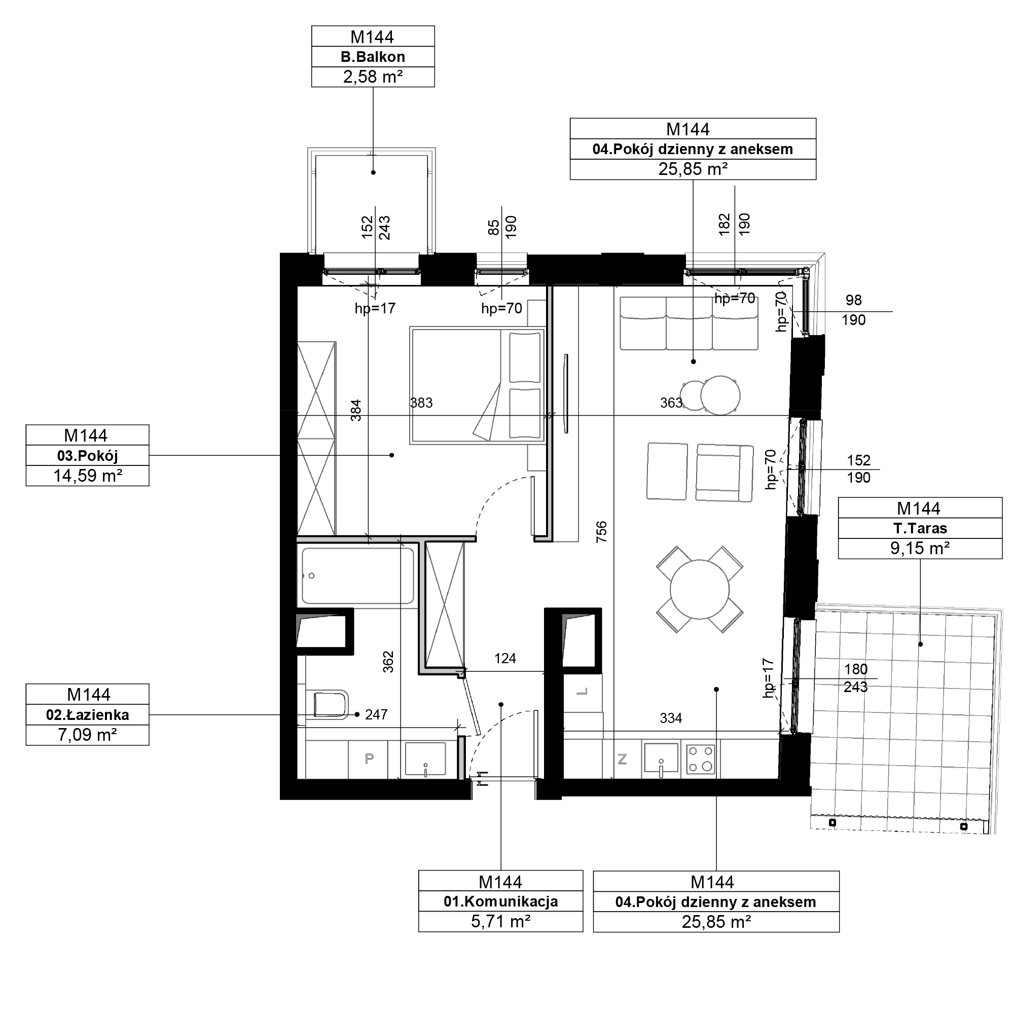 Epika Jeżyce Poznań mieszkanie deweloperskie na 4 piętrze z 2 pokojami